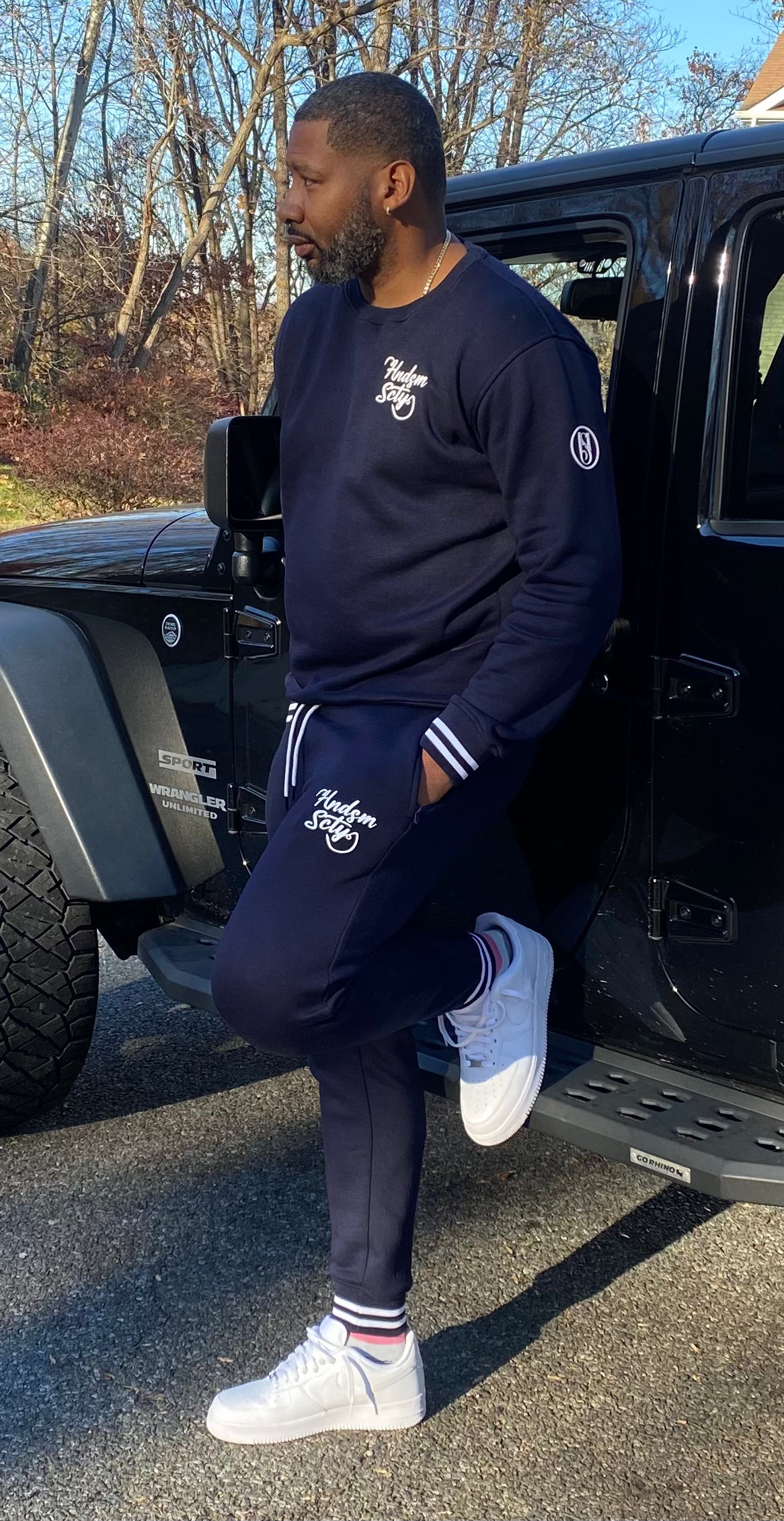 NAVY BLUE & WHITE UNISEX SWEATSUIT