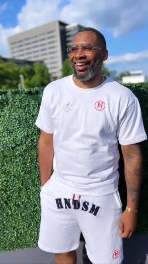 HNDSM SHORTS SET - WHITE/RED/NAVY ***TOP ONLY***