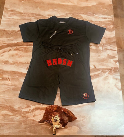 HNDSM SHORTS SET - BLACK/RED ***TOP ONLY***