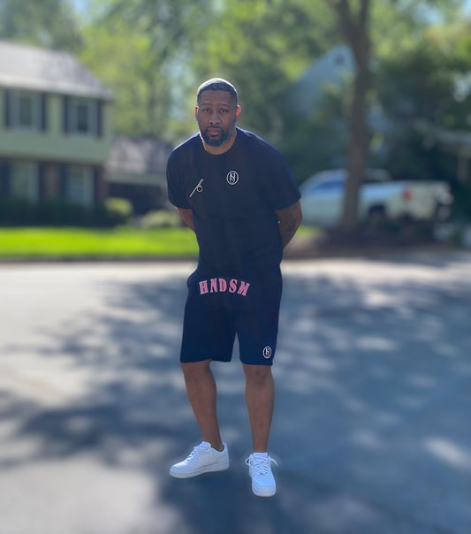 HNDSM SHORTS SET -NAVY BLUE/WHITE/PINK ***TOP ONLY***