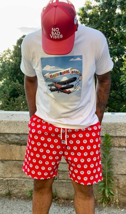 NYLON LOGO SHORTS - RED