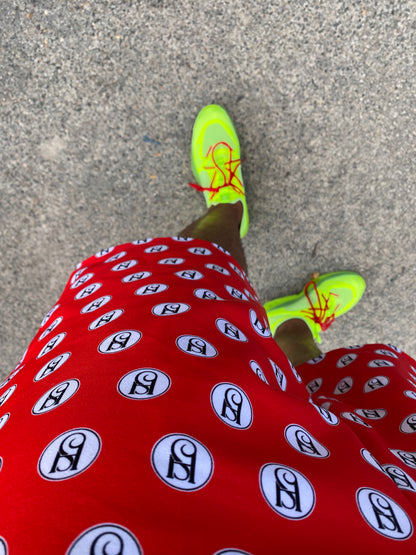 NYLON LOGO SHORTS - RED