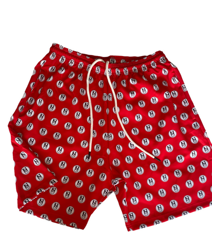 NYLON LOGO SHORTS - RED
